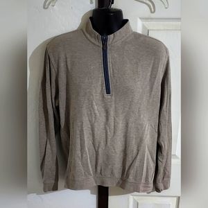 JOHNNIE-O Sweater Mens Long Sleeve Beige 1/4 Zip Pullover - Size L